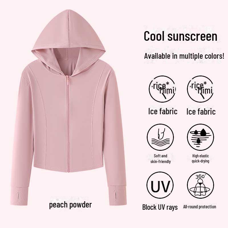 Jaqueta Feminina Slim de Seda Gelo com Proteção Solar - 2024 Top de Roupa Esportiva de Verão Resistente aos UV
