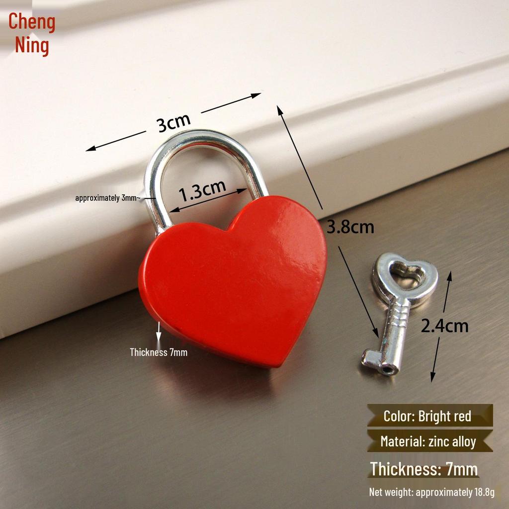Peach Heart Padlock with Keys - Mini Dormitory Locker/Head Bag Lock