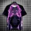 Japanese Graffiti Anime 3D Printed Fashionable Casual Short Sleeved Men's T-shirts - Soft Medium Stretch Polyester Fabric Summer Relaxed Fit Clothing