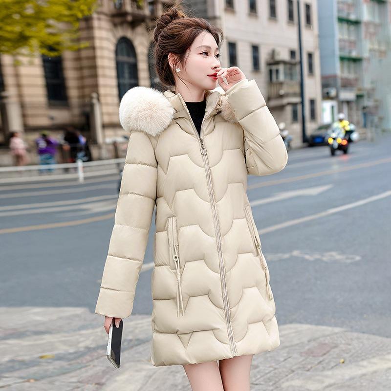 Slim-fit padded jacket, new jacket, women's winter padded jacket, medium and long padded jacket, thickened padded jacket.
