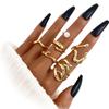 Exaggerated Personality Golden Lava Line Irregular Waterdrop Smooth Surface Ring Set