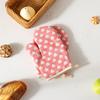 Thickened Cotton Oven Mitts with Heart Print Heat-Resistant Baking Gloves for Microwave Grill & Cooking Non-Slip Breathable Kitchen Essential