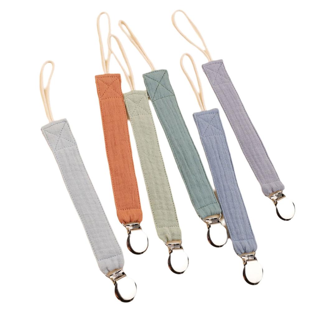 6 Stück Baby Schnullerband Baby Beruhigungskettchen Neugeborene Schnullerkette Clip Babyprodukt Baumwolle Beißring Schnullerbandhalter