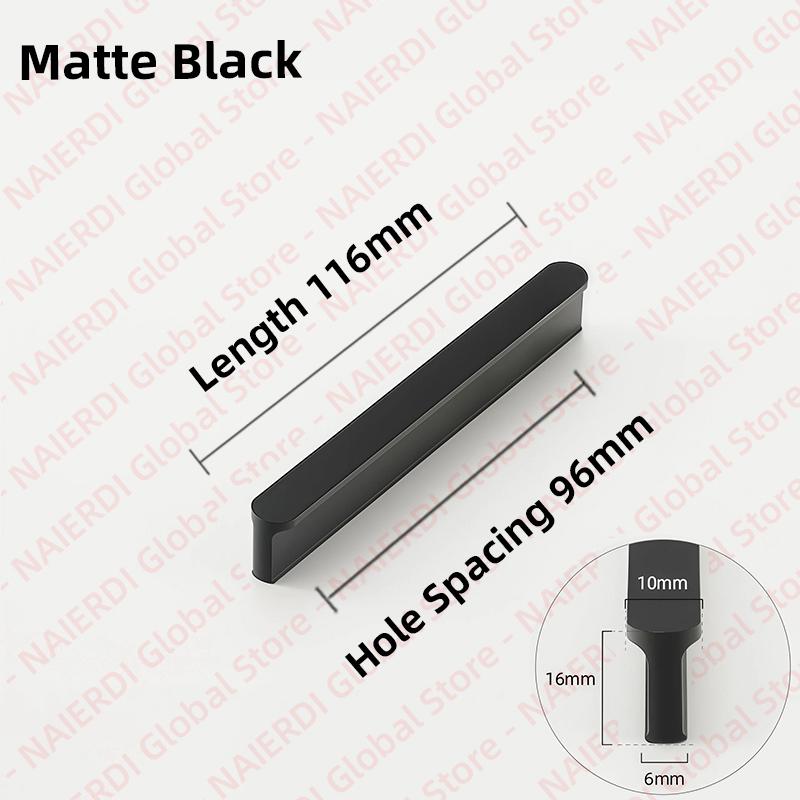 NAIERDI American Style Black Cabinet Handles Aluminum Alloy  Long Furniture Handle Kitchen Cupboard Pulls Drawer Knobs Hardware