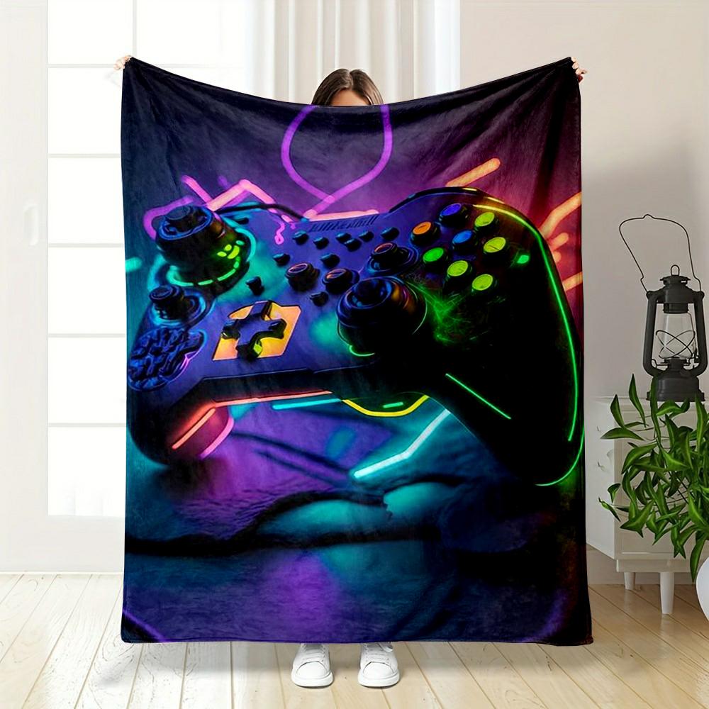 "Neon Gaming Controller Design Warm blanket Flannel blanket for bedroom, living room, sofa, and nap sofas"