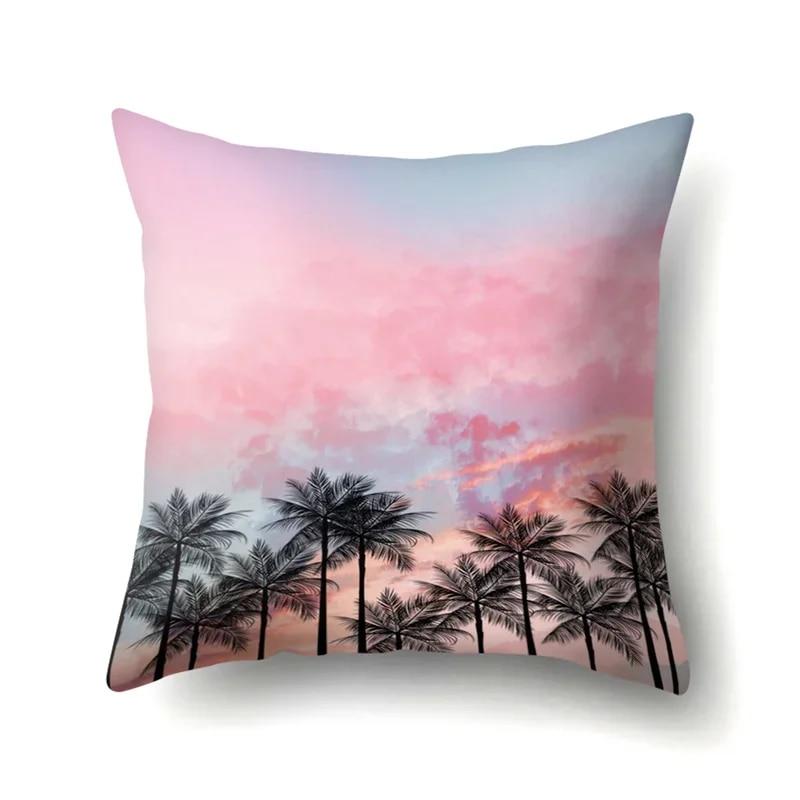 45x45cm Plant Flower and Leaf Printing Series Throw Pillow Cover Sofa Office Seat Car Cushion  Home Decoration