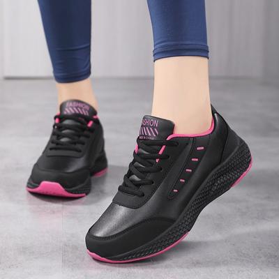 Lässige Leder-Sneaker für Damen Trend All-Match Schwarz Damen Sport Laufschuhe Rutschfest Bequeme Vulkanisierte Schuhe Plus 42