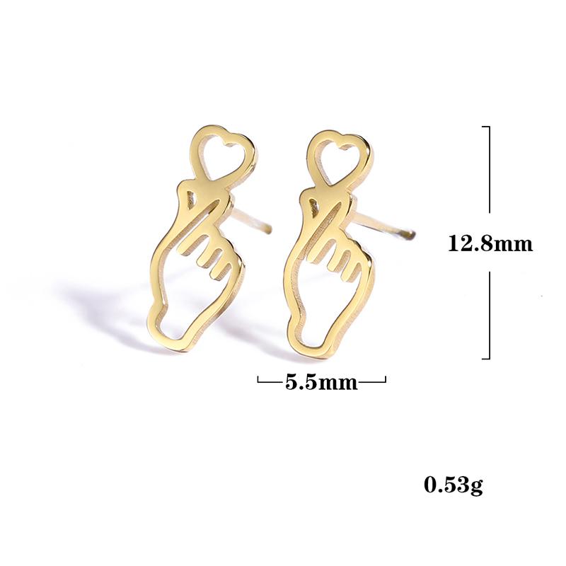 Teamer Korean Fashion Earrings Trendy 2026 Stainless Steel Stud Earrings for Women Pentagram Heart Cross Moon Minimalist Jewelry