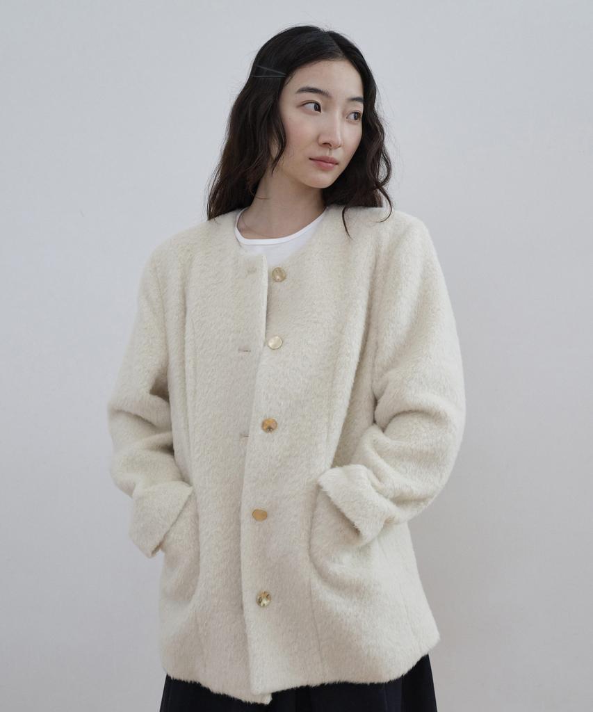 STEP AROUND Suri Arpaca Round Mid Jacket_Ivory