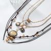 Bohemian Style Multi-Layer Rope Chains Metal Round Coin Badge Pendant Necklaces For Women Holiday Party Jewelry Neck Accessories