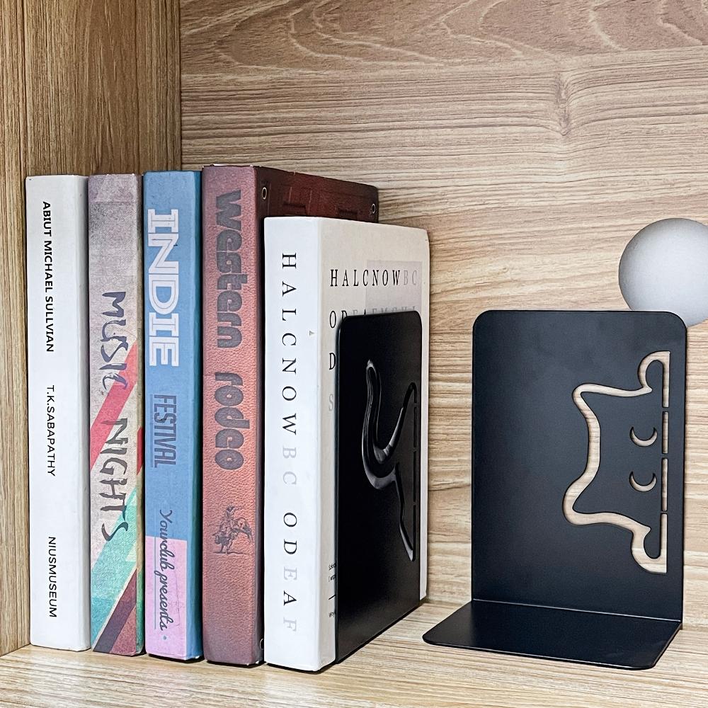 Cute Cat Hollow Out Metal Bookends Cartoon Hollow Book Shelf, Holiday Decoration Storage Stand, Christmas Valentine's Day Gift