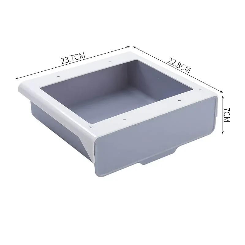 Hidden Hanging Storage Box Kitchen Drawer Knife Fork Spoon Tray Self Adhesive Under Desk Drawer Office Stationery Tool Organizer