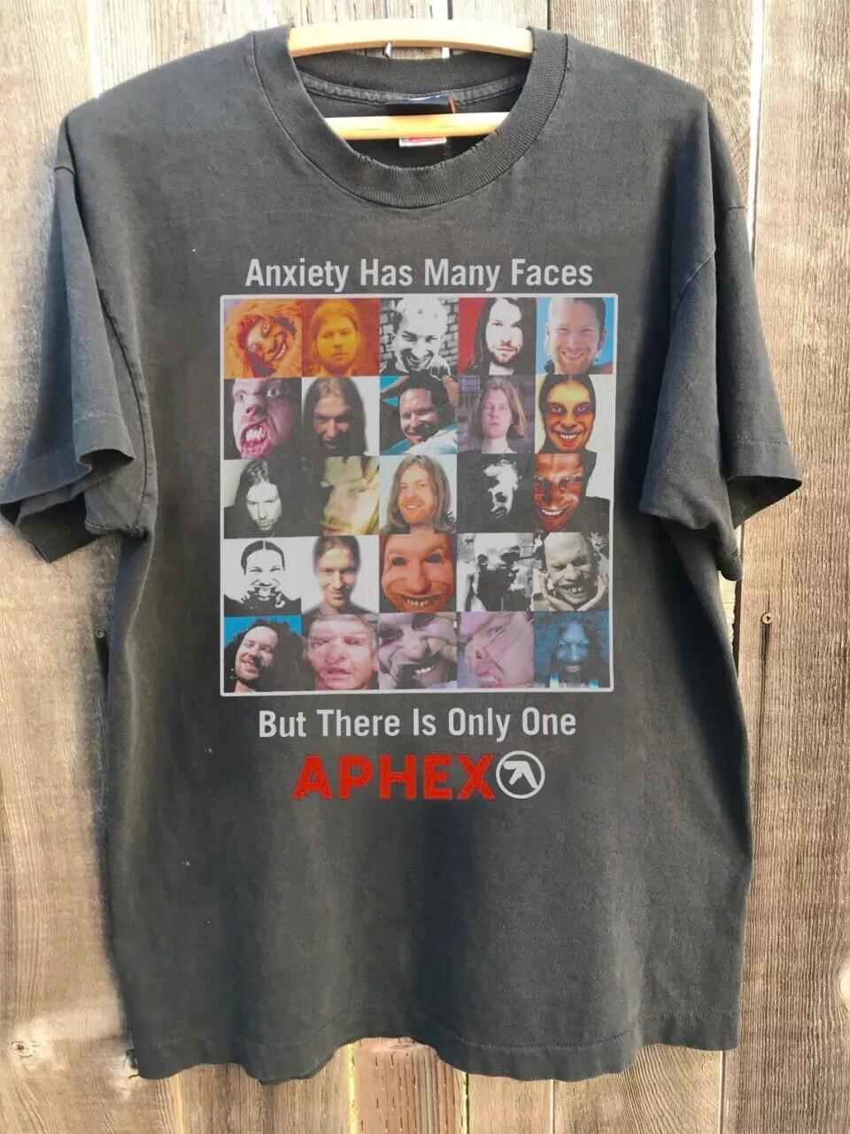 Aphex Twin Parody Anxiety Has Many Faces Charcoal Unisex Tshirt Reprint S-5XL XXXL