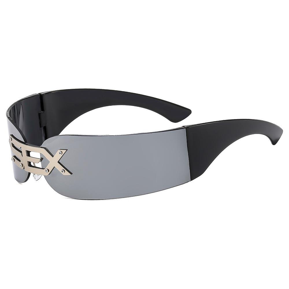 

Y2K Панк без оправы цельные солнцезащитные очки-маски для женщин и мужчин 2025 года люксовый бренд маленькая оправа стимпанк обертывание вокруг щитка очки очки