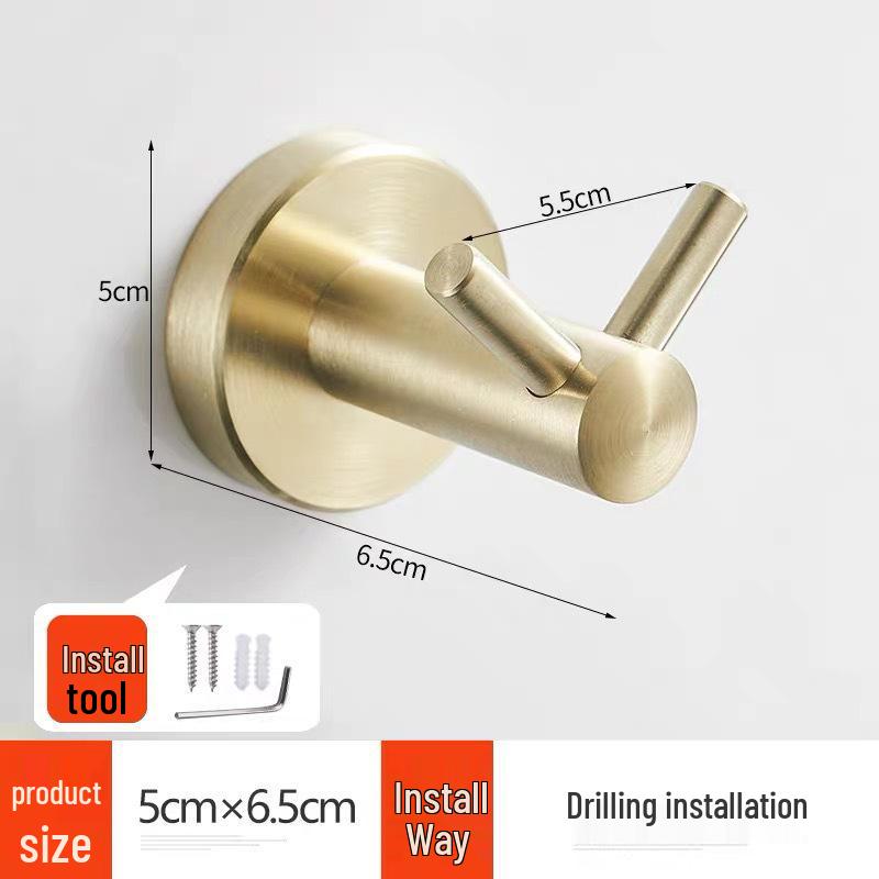 304 Stainless Steel Wall-Mounted Clothes Hook for Bathroom and Entrance - Single Hook for Coats, Hats, and Clothing