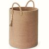 Large Storage Basket with a Sturdy Woven Spherical Lid And Beige/Brown Fibers - Heavy-Duty Storage Basket Suitable for Blankets, Laundry, Yoga Mats