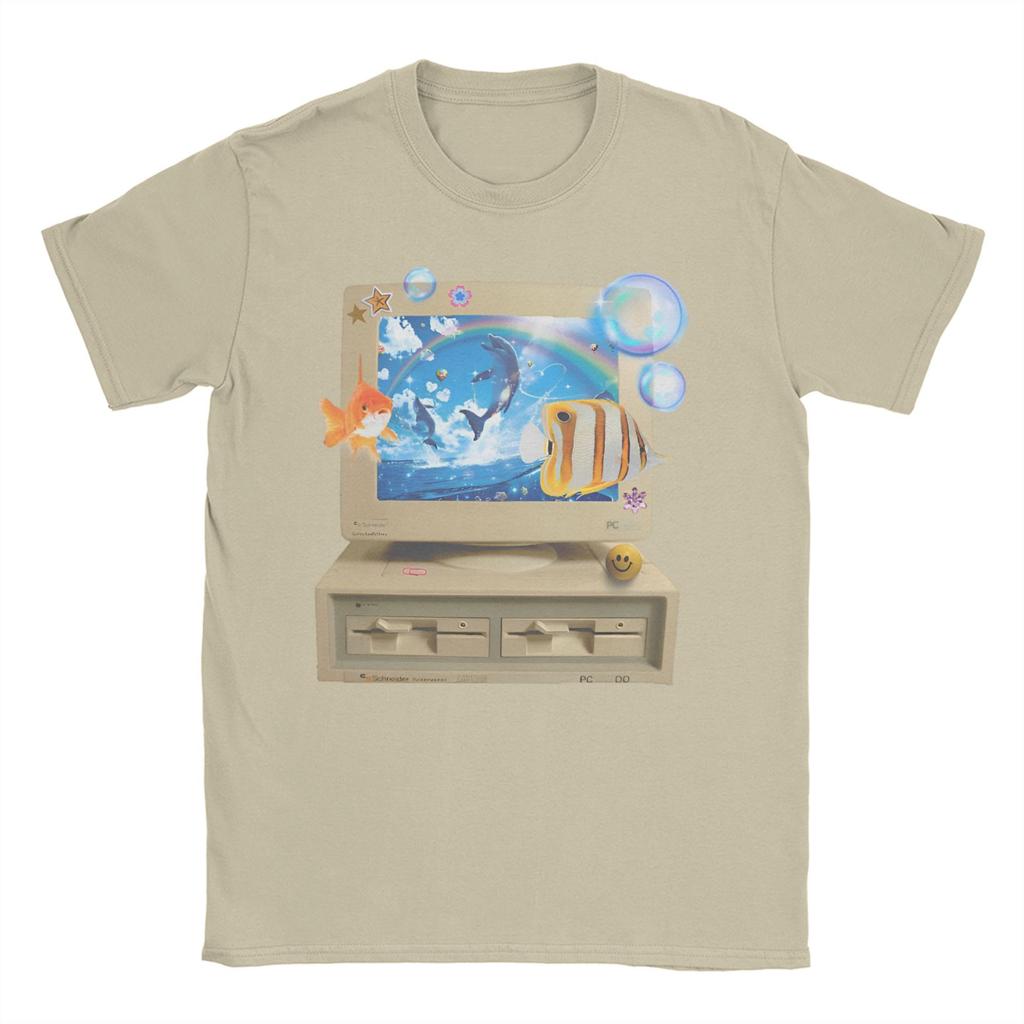 Frutiger Aero Aesthetic T-Shirt for Men Women Softstyle Novelty 100% Cotton Tees O Neck Short Sleeve T Shirts Big Size Clothes