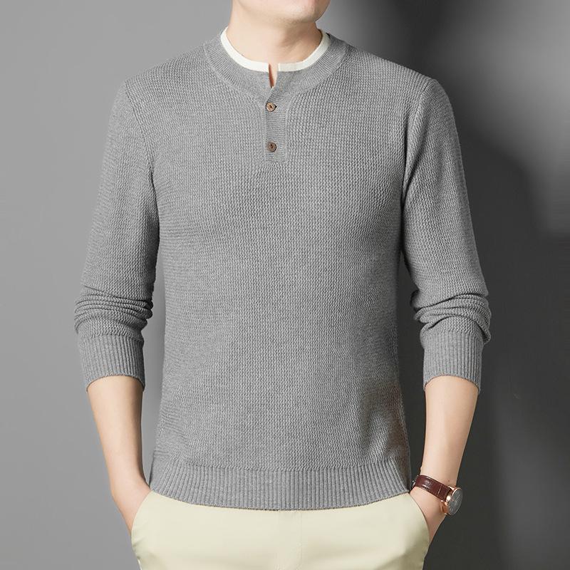 

Men s Warm Round Neck Sweater - 2025 Autumn/Winter Collection, Loose Fit, Thick Knit Base Layer for Middle-Aged and Young Adults 4XL сірий колір