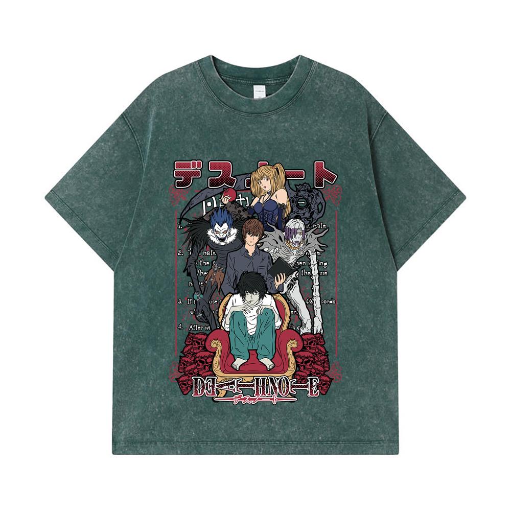 275 GSM Washed T-shirts 100% Cotton Death Note V1 Print Unisex Heavy Cotton T Shirt
