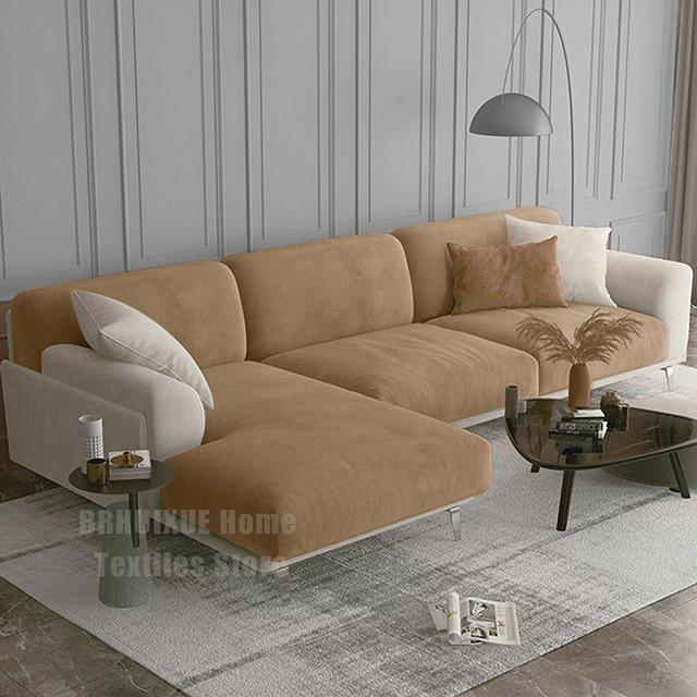 Velvet Sofa Seat Cushion Cover Stretch Plush Thicken Sofa Cover For Living Room L Shape Luxury Corner Furniture Sofa Slipcovers