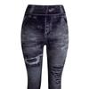 Women Slim Cropped Trousers Elasticity Casual Pants Imitation Denim High Waist Push Up Leggings