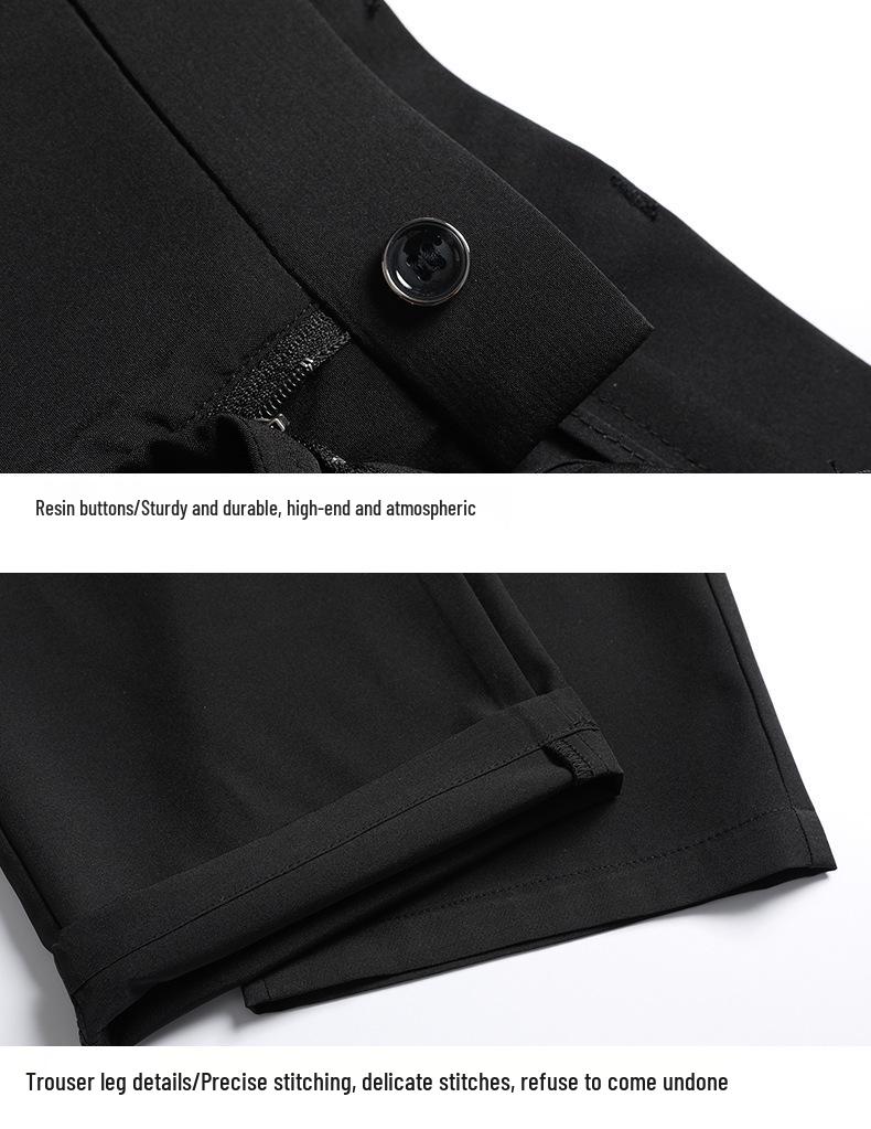 Romon Men's Ice Silk Elastic Summer Pants - Middle-aged Casual Loose Straight Leg Design