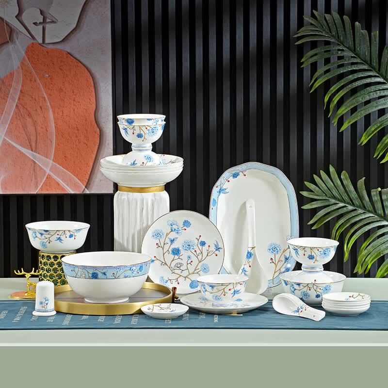 Tang Hui 30-Piece Chinese Bone China Dinnerware Set