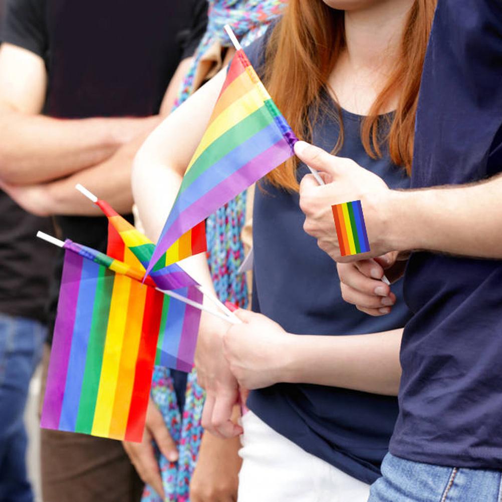 Valentines Gay Stickers Rectangle Rainbow Stripe Roll Tape Stickers Self Adhesive Stickers Roll