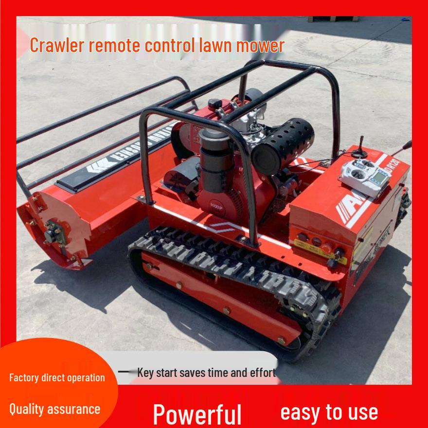 Four-Wheel Drive Remote-Controlled Grass Cutter & Shredder with Self-Propelled Automatic Weeding.
