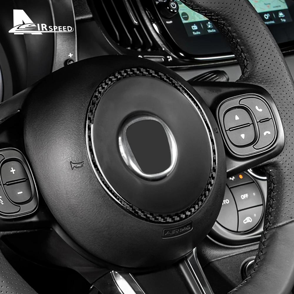 Real Hard Carbon Fiber Sticker For Fiat 500 Abarth 595 695 2008-2021 2022 2023 Car Steering Wheel Center Interior Accessories