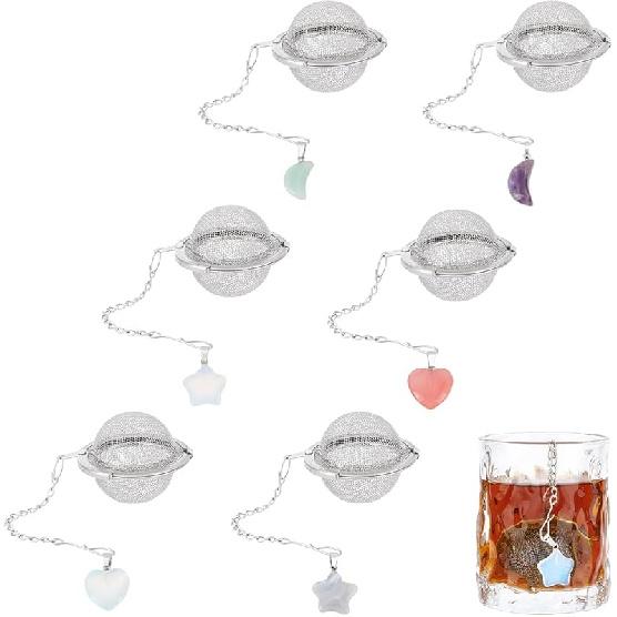 UNICRAFTALE 2 Sets 304 Stainless Steel Loose Leaf Tea Ball Mesh Tea Strainer with Crescent Moon & Tree of Life Pendants Round Tea Strainer Set for Tea Strainer with Heart M