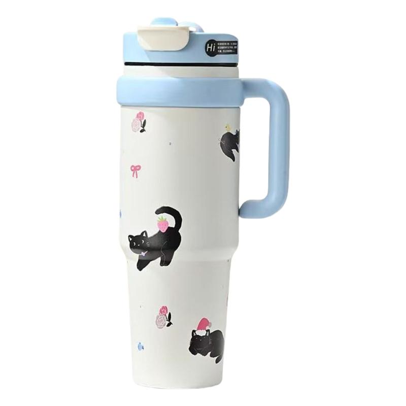 

Double Walled Insulated Travel Mugs Oversized Sip Tube Spill Resistant Cap Wide Mouths Design Easy Cleaning синий
