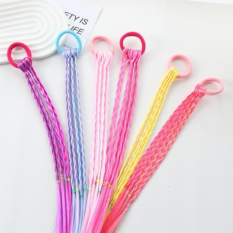 Kids Colored Gradient Wig Braids Scrunchies:Stretchable Extensions for Dreadlocks,Cute Braid Hair Accessories for Girls’ Styling