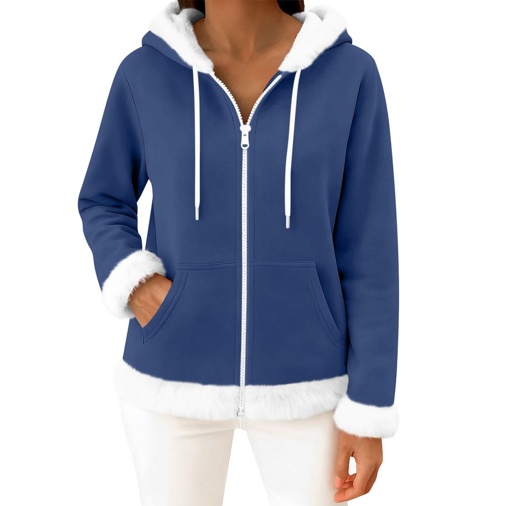 Moteriškas kasdienis madingas ilgomis rankovėmis užsegamas vilnos kardiganas su gobtuvu