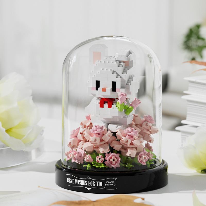 Hibiskusblüten-Bausteine – kompatibel mit Lego, lustiges Zusammenbauspielzeug für Kinder, ideal für den Valentinstag