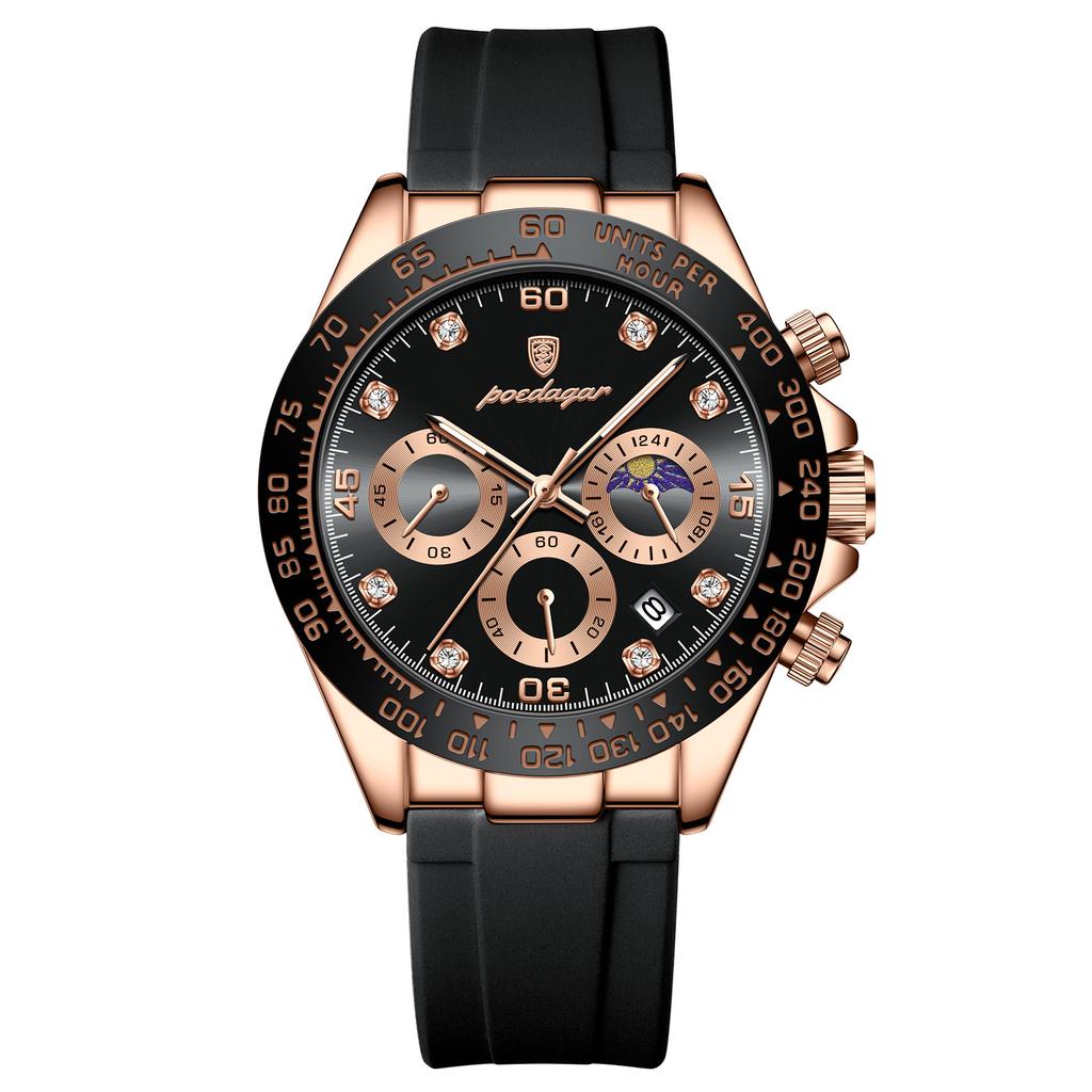 POEDAGAR Luxury Casual Top Brand Watch Business Sport Chronograph Date Luminous Waterproof Silicone Strap Watch Male reloj