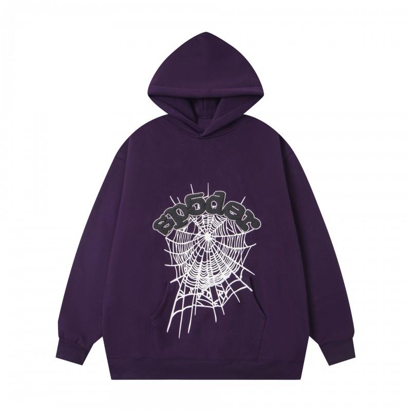 Unisex Oversized Hoodie With Spiderweb Print Fleece-Lined Cotton Blend Streetwear Style