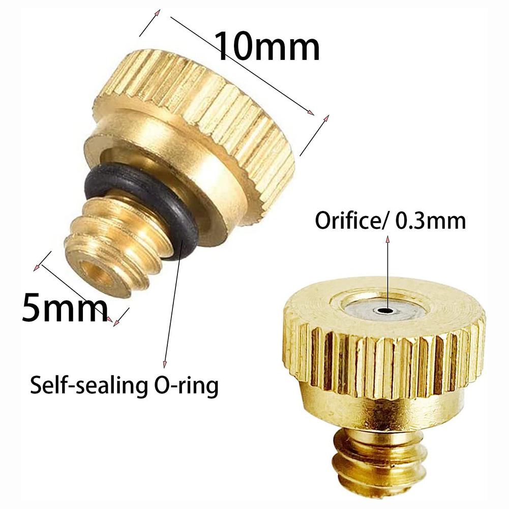 10 Stück Messing Wassersprühzerstäuber für Gartenkühlung Bewässerung 2-Punkt Schnellsteckdüse Niederdruck Zerstäuberspray