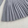 Girls' Knitted Princess Dress - Diamond Pattern, Round Neck, Pleated Long Sleeves, School Style for Spring & Autumn