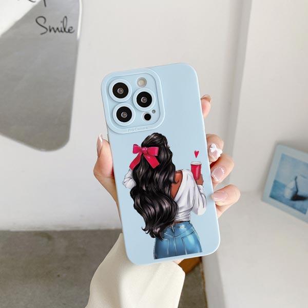 Young Girl Pattern Phone Case for iPhone 11 12 13 Pro Max 14 15 Plus Pro Max 7 8 Plus SE 2020 X XR XS Soft Silicone Cover Fundas
