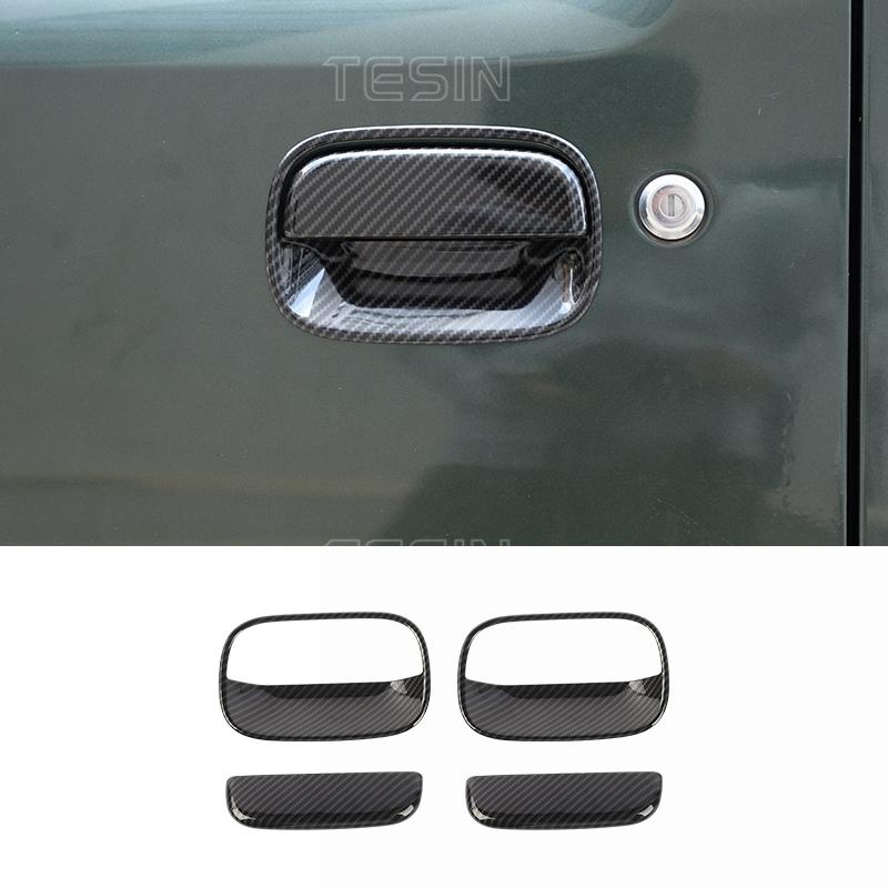 TESIN Car Door Handle Bowl Decoration Cover Stickers for Suzuki Jimny 2007-2012 2013 2014 2015 2016 2017 Exterior Accessories