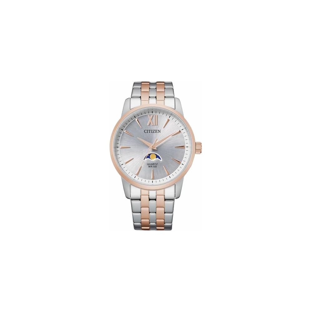 Citizen Moonphase Analog Quartz Men s Watch AK5006-58A Silver Pink Gold Imported Model