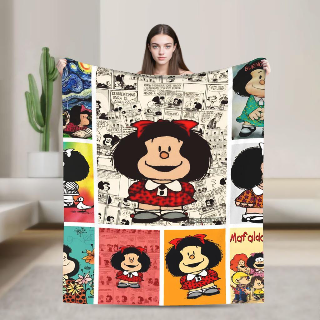 Mafaldas Cartoon Blanket Decorative Flannel Throw Blanket For Couch Bed Soft Design Quality Bedspread Birthday Present 013