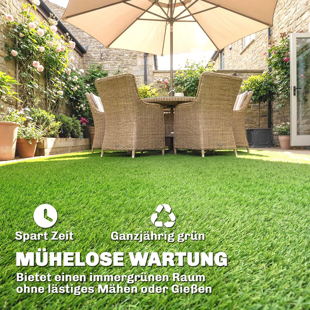Artificial Grass 100x400cm Self Draining Outdoor Carpet With 10mm Height Green
