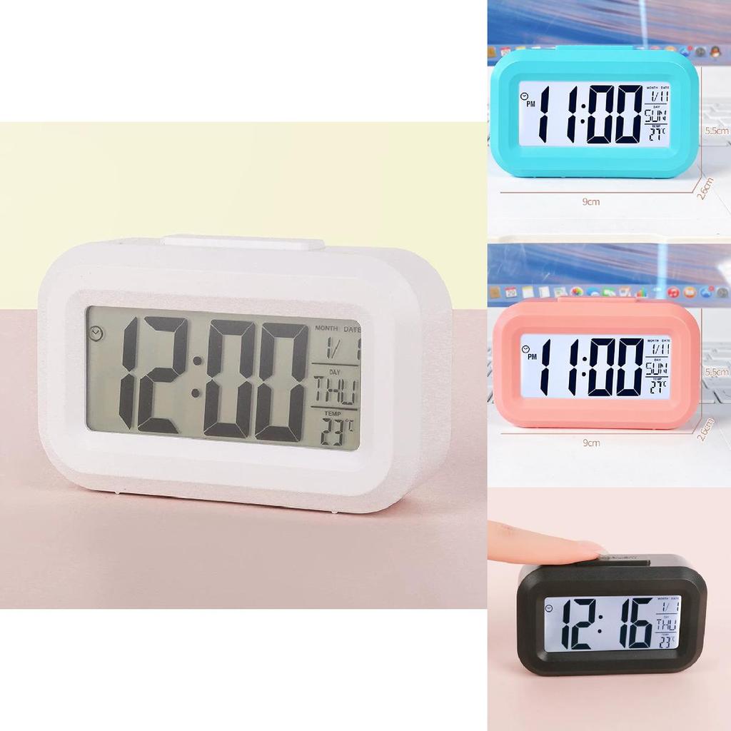 Childrens Cartoon Desktop Alarm Clock With Temperature Sensor Night Light For Girls Room