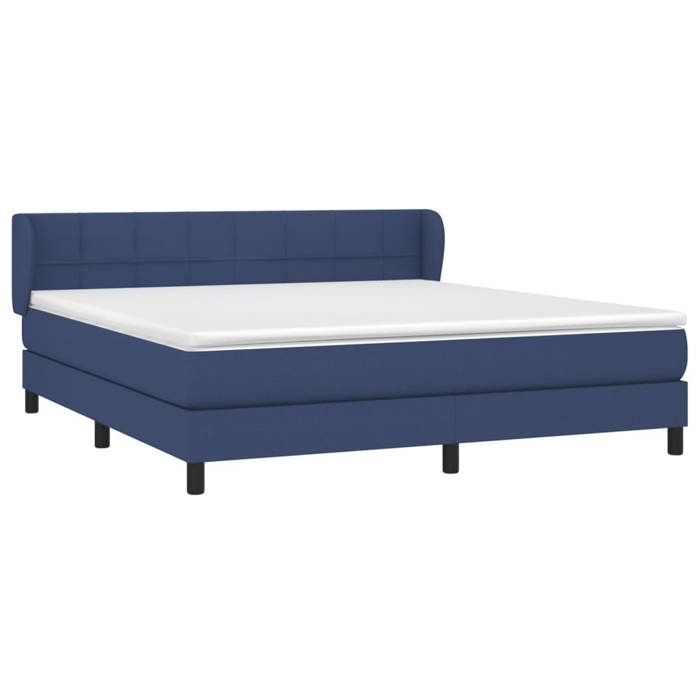 3126259 vidaXL Lit à sommier tapissier avec matelas Bleu 160x200 cm Tissu