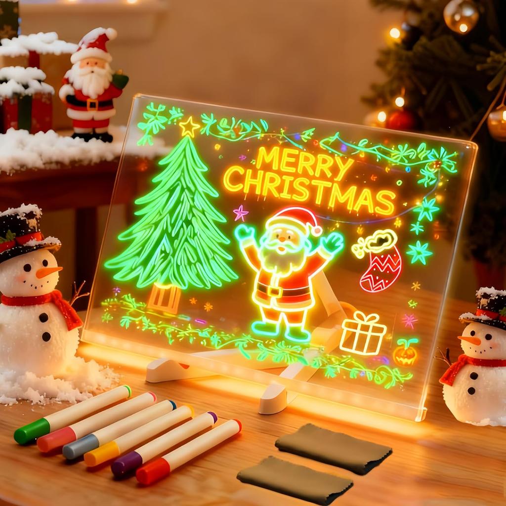 LED Light Up Drawing Board, Erasable Acrylic Panel with 7Color Pen and Night Light,Powered by USB, Ideal for Home And Office Use