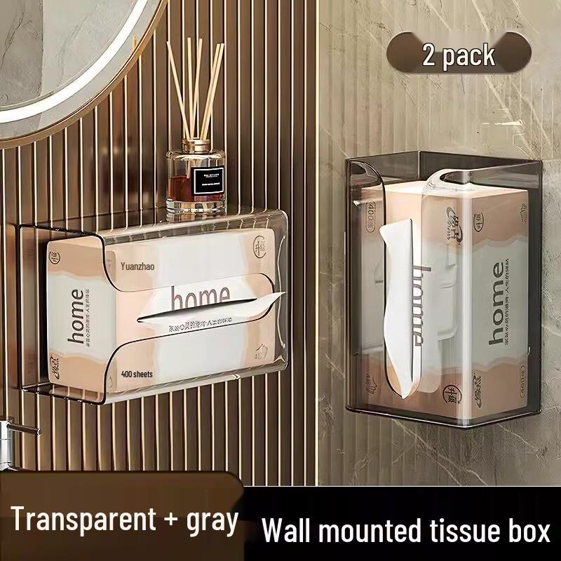 Jiemengzhe Drill-Free Bathroom Tissue Box with Storage Shelf