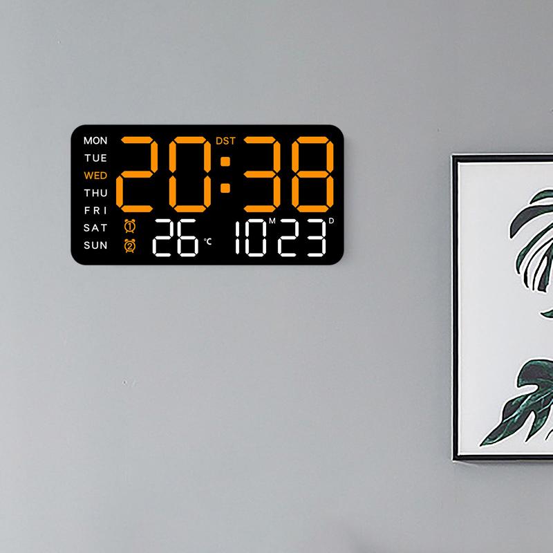 Large Digital Wall Clock With Led Display With Date Temperature Timer Humidity Week For Living Room Bedroom Gift For Seniors
