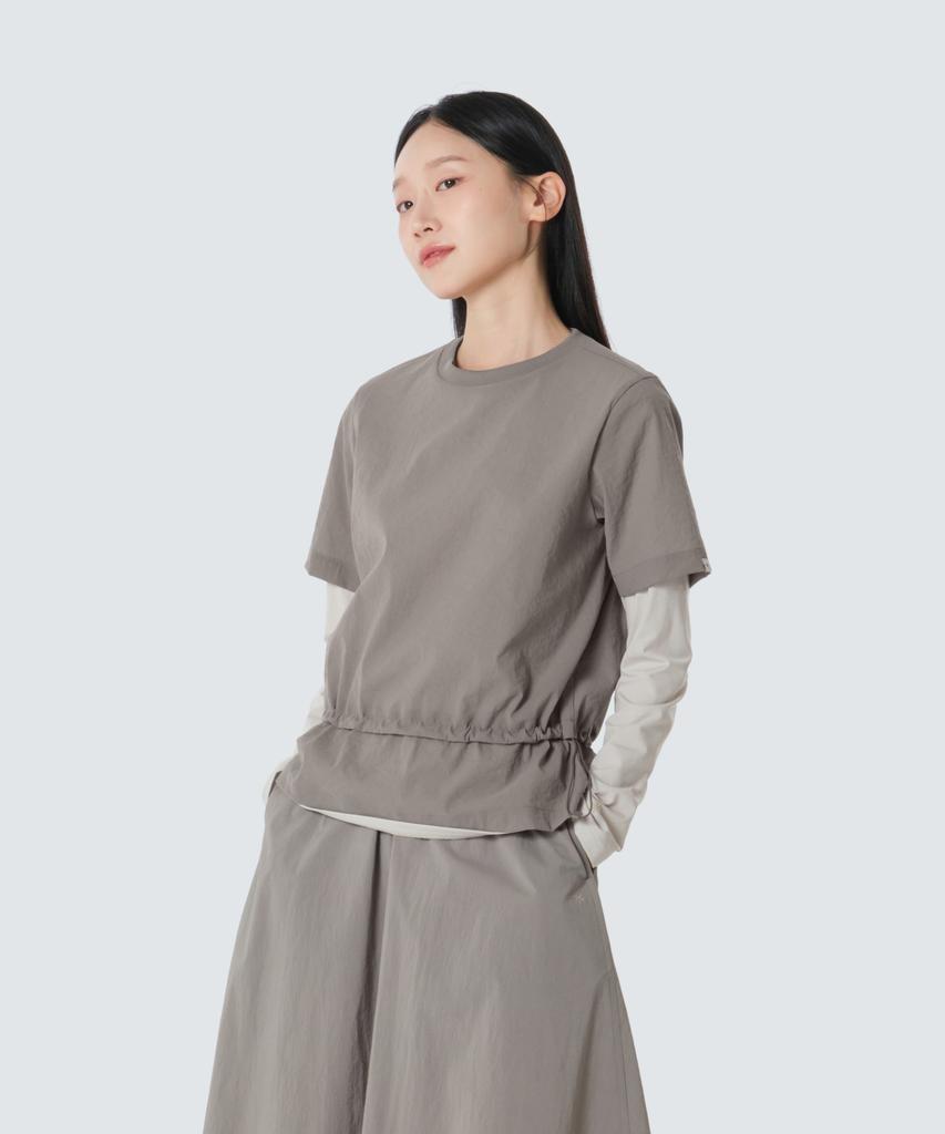 SNOWPEAK APPAREL Minute Women'S String Short Sleeve T-Shirt (S26Mwfts73) Vintage Gray